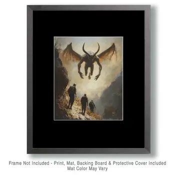 Hikers and the Jersey Devil - Mythical Beasts Wall Art Prints – 8″x10″ Artwork for 11″x14″ Frame