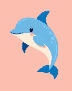 Dolphin - Nursery Wall Art Prints - 8"x10" Art Print for 11"x14" Frame