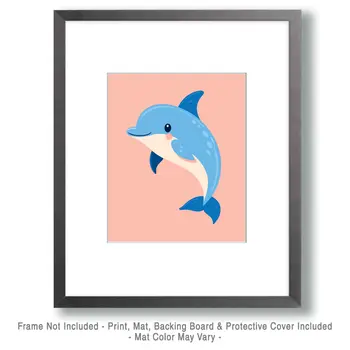 Dolphin - Nursery Wall Art Prints - 8"x10" Art Print for 11"x14" Frame