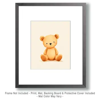 Teddy Bear #2 - Nursery Wall Art Prints - 8"x10" Art Print for 11"x14" Frame