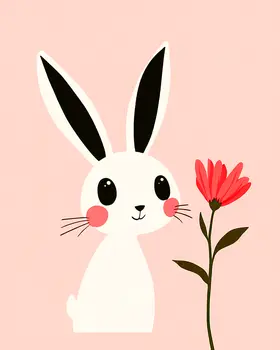 Bunny #4 - Nursery Wall Art Prints - 8"x10" Art Print for 11"x14" Frame