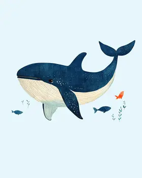 Whale - Nursery Wall Art Prints - 8"x10" Art Print for 11"x14" Frame