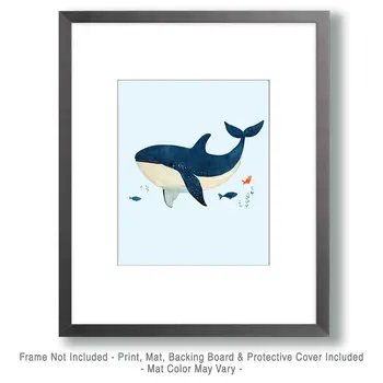 Whale - Nursery Wall Art Prints - 8"x10" Art Print for 11"x14" Frame