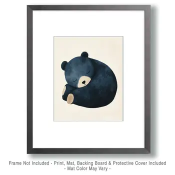 Sleeping Bear - Nursery Wall Art Prints - 8"x10" Art Print for 11"x14" Frame