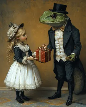 A Gift for the Lizard Man of Scape Ore Swamp - Mythical Beasts Wall Art Prints – 8″x10″ Artwork for 11″x14″ Frame