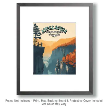 Mountain Cliffs - Appalachia Souvenir Wall Art Prints – 8″x10″ Artwork for 11″x14″ Frame
