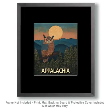 Great Horned Owl - Appalachia Souvenir Wall Art Prints – 8″x10″ Artwork for 11″x14″ Frame