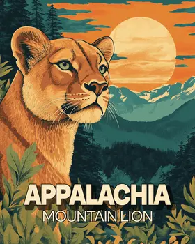 Proud Mountain Lion - Appalachia Souvenir Wall Art Prints – 8″x10″ Artwork for 11″x14″ Frame