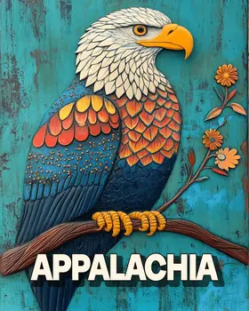 Folk Art Bald Eagle - Appalachia Souvenir Wall Art Prints – 8″x10″ Artwork for 11″x14″ Frame