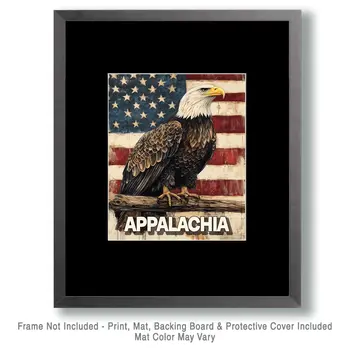 American Bald Eagle - Appalachia Souvenir Wall Art Prints – 8″x10″ Artwork for 11″x14″ Frame