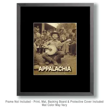 Young Banjo Player - Appalachia Souvenir Wall Art Prints – 8″x10″ Artwork for 11″x14″ Frame