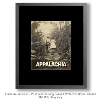 Couple Hiking - Appalachia Souvenir Wall Art Prints – 8″x10″ Artwork for 11″x14″ Frame