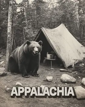 Bear in Camp - Appalachia Souvenir Wall Art Prints – 8″x10″ Artwork for 11″x14″ Frame