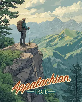 Vintage Mountain Overlook - Appalachia Souvenir Wall Art Prints – 8″x10″ Artwork for 11″x14″ Frame