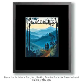 Mountain Vistas - Appalachia Trail Souvenir Wall Art Prints – 8″x10″ Artwork for 11″x14″ Frame