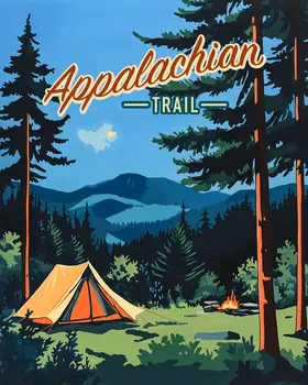Pleasant Campsite - Appalachia Trail Souvenir Wall Art Prints – 8″x10″ Artwork for 11″x14″ Frame