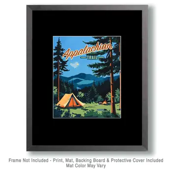 Pleasant Campsite - Appalachia Trail Souvenir Wall Art Prints – 8″x10″ Artwork for 11″x14″ Frame