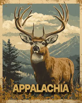Vintage Buck Deer - Appalachia Souvenir Wall Art Prints – 8″x10″ Artwork for 11″x14″ Frame