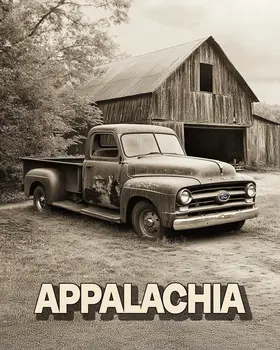 Vintage Pickup Truck - Appalachia Souvenir Wall Art Prints – 8″x10″ Artwork for 11″x14″ Frame