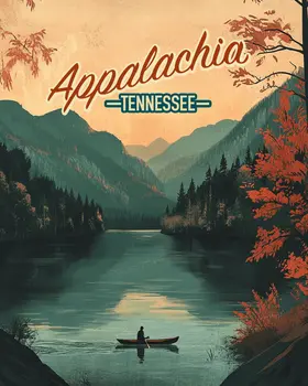 Vintage Appalachia Canoe Poster - Appalachia Souvenir Wall Art Prints – 8″x10″ Artwork for 11″x14″ Frame