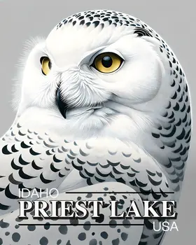 Priest Lake Snowy Owl - Idaho Souvenir Wall Art Prints – 8″x10″ Artwork for 11″x14″ Frame
