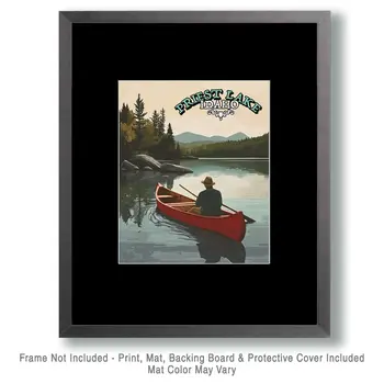 Priest Lake Canoeing - Idaho Souvenir Wall Art Prints – 8″x10″ Artwork for 11″x14″ Frame