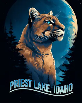 Priest Lake Mountain Lion - Idaho Souvenir Wall Art Prints – 8″x10″ Artwork for 11″x14″ Frame