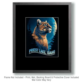 Priest Lake Mountain Lion - Idaho Souvenir Wall Art Prints – 8″x10″ Artwork for 11″x14″ Frame