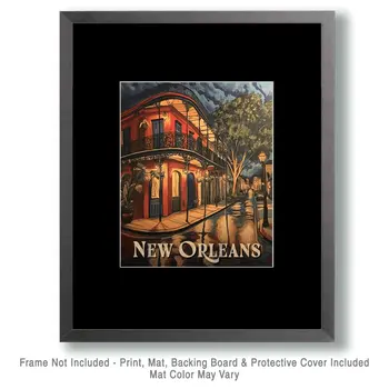 Nawlins Neighborhood - New Orleans Souvenir Wall Art Prints – 8″x10″ Artwork for 11″x14″ Frame