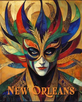 Mardi Gras Mask - New Orleans Souvenir Wall Art Prints – 8″x10″ Artwork for 11″x14″ Frame