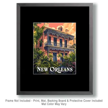 Creole Style Home - New Orleans Souvenir Wall Art Prints – 8″x10″ Artwork for 11″x14″ Frame