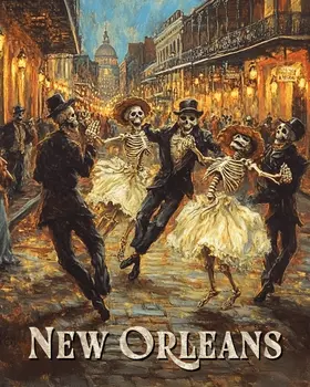 Dancing Skeletons - New Orleans Souvenir Wall Art Prints – 8″x10″ Artwork for 11″x14″ Frame