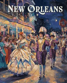 Vintage Mardi Gras - New Orleans Souvenir Wall Art Prints – 8″x10″ Artwork for 11″x14″ Frame