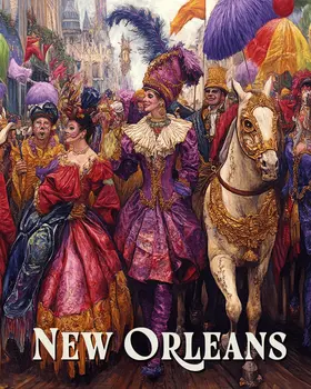 Vintage Mardi Gras Parade - New Orleans Souvenir Wall Art Prints – 8″x10″ Artwork for 11″x14″ Frame