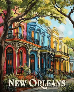 Street Scene - New Orleans Souvenir Wall Art Prints – 8″x10″ Artwork for 11″x14″ Frame