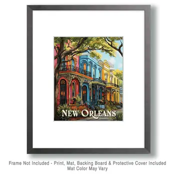 Street Scene - New Orleans Souvenir Wall Art Prints – 8″x10″ Artwork for 11″x14″ Frame