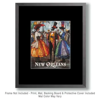 Bourbon Street Encounter - New Orleans Souvenir Wall Art Prints – 8″x10″ Artwork for 11″x14″ Frame