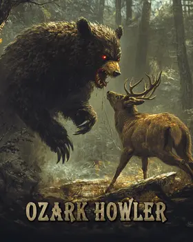 Ozark Howler Surprises Buck Deer - Mythical Beasts Wall Art Prints – 8″x10″ Artwork for 11″x14″ Frame