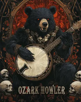 Banjo Playing Ozark Howler - Mythical Beasts Wall Art Prints – 8″x10″ Artwork for 11″x14″ Frame