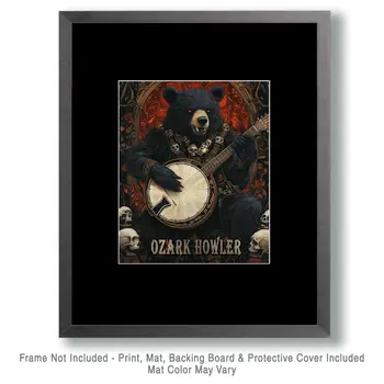 Banjo Playing Ozark Howler - Mythical Beasts Wall Art Prints – 8″x10″ Artwork for 11″x14″ Frame