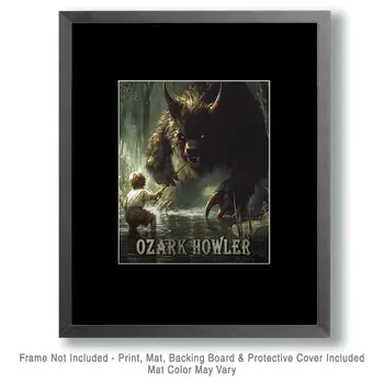 Ozark Howler and Boy Fishing - Mythical Beasts Wall Art Prints – 8″x10″ Artwork for 11″x14″ Frame