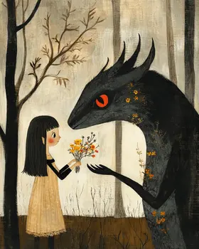 Flowers for Rougarou - Mythical Beasts Wall Art Prints – 8″x10″ Artwork for 11″x14″ Frame