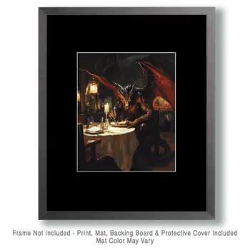 Rougarou Loves Cajun Cuisine - Mythical Beasts Wall Art Prints – 8″x10″ Artwork for 11″x14″ Frame