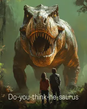 Do You Think He Saurus - Dinosaur Wall Art Prints - 8"x10" Art Print for 11"x14" Frame
