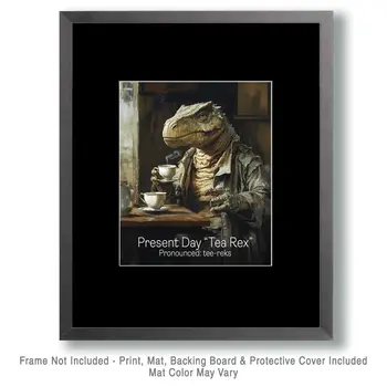 Tea Rex - Dinosaur Wall Art Prints - 8"x10" Art Print for 11"x14" Frame