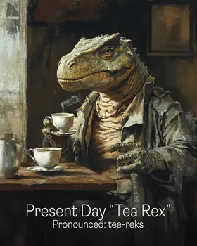 Tea Rex - Dinosaur Wall Art Prints - 8"x10" Art Print for 11"x14" Frame