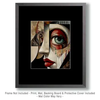 Abstract Face - Vintage Art Prints - 8"x10" Art Print for 11"x14" Frame