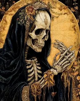 Full Moon Skeleton - Vintage Art Prints - 8"x10" Art Print for 11"x14" Frame