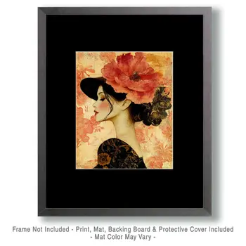 Flower Hat - Vintage Art Prints - 8"x10" Art Print for 11"x14" Frame