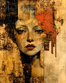Grunge Lady - Vintage Art Prints - 8"x10" Art Print for 11"x14" Frame